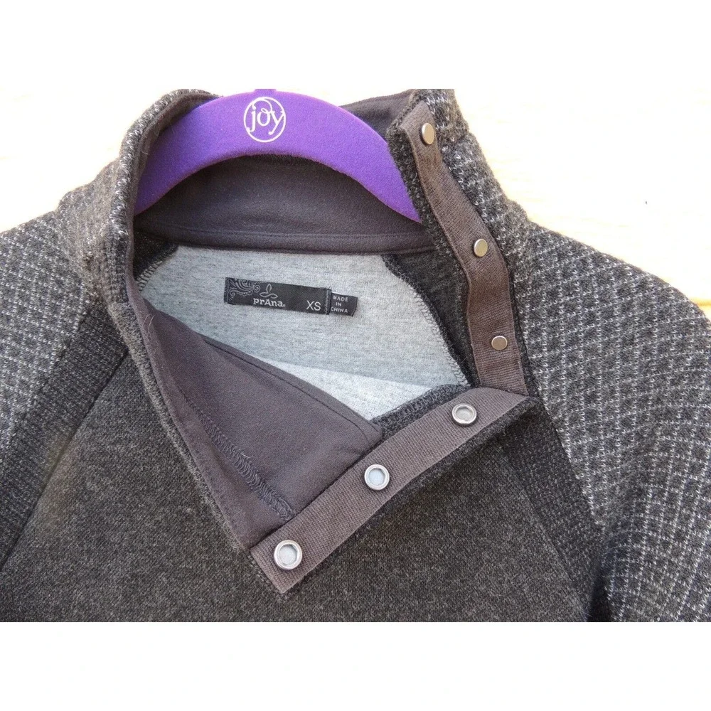 PrAna Brandie Wool Blend Sweater XS Snap Closure Neck - Picture 5 of 7